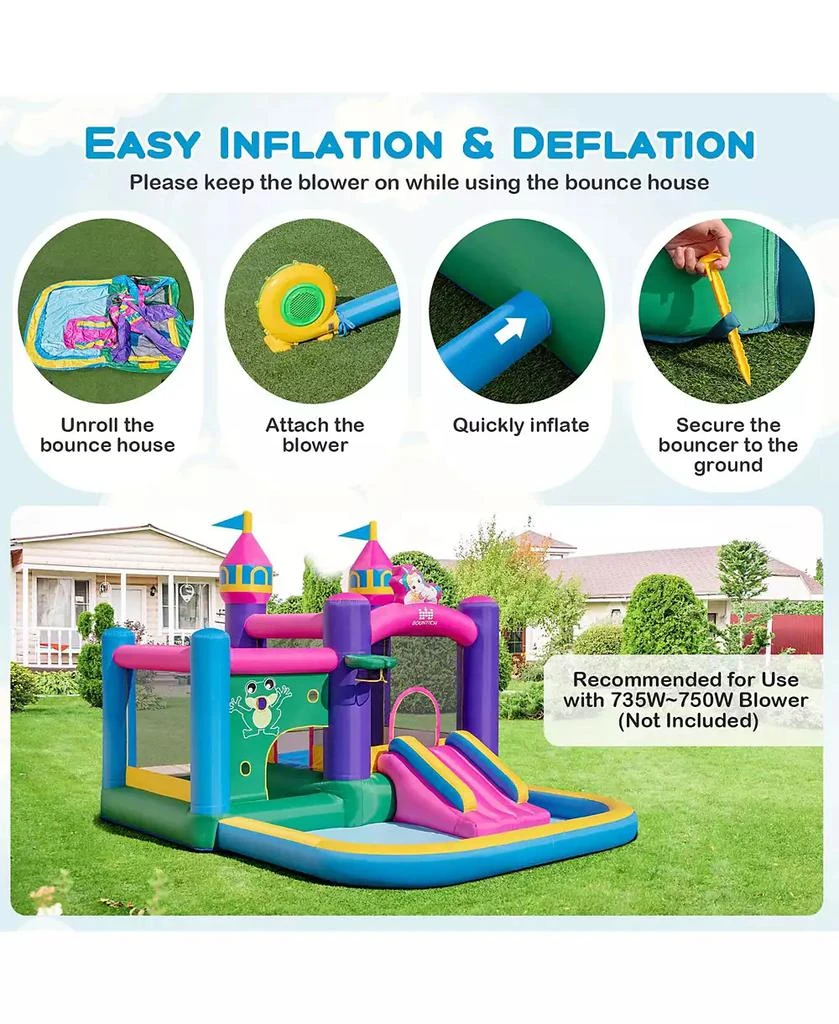 Costway 6-in-1 Kids Inflatable Bounce House with Slide Jumping Area Ball Pit Pools Castle without Blower 9