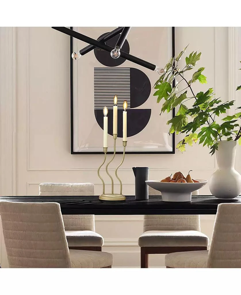 LuxenHome Metal 3-Taper Candle Holder Tabletop Sculpture 4