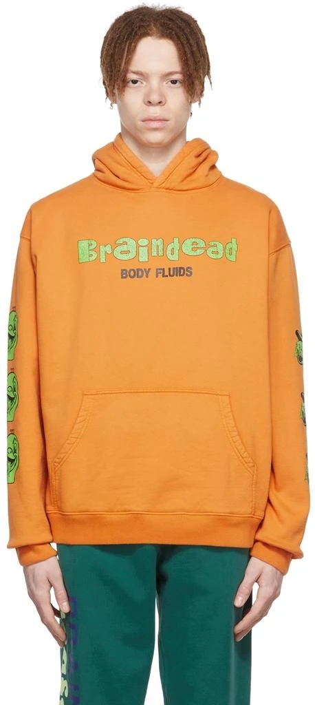 Brain Dead Orange Cotton Hoodie 1