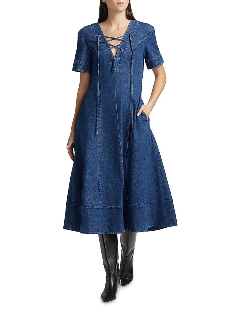 denim fit and flare dress Denim Fit & Flare Midi Dress main image 1