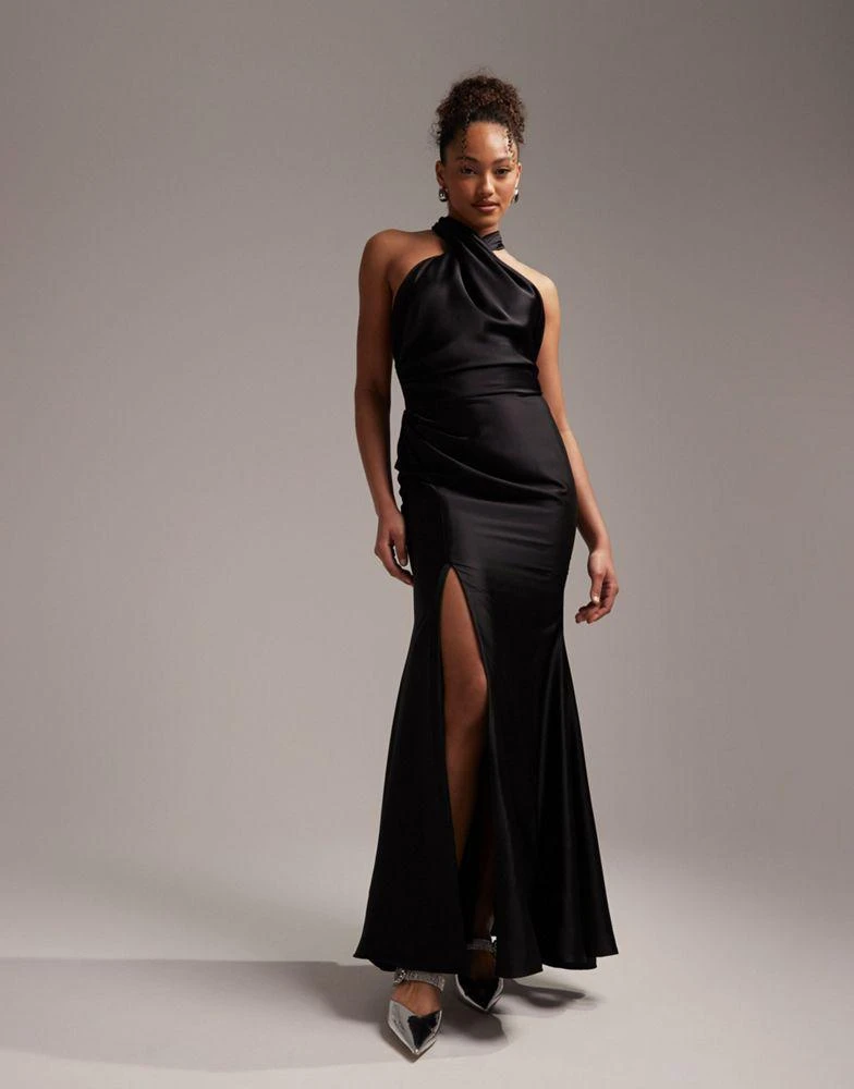 ruched halter maxi dress Noor Ruched Halter Maxi Dress – Product Video main image 1