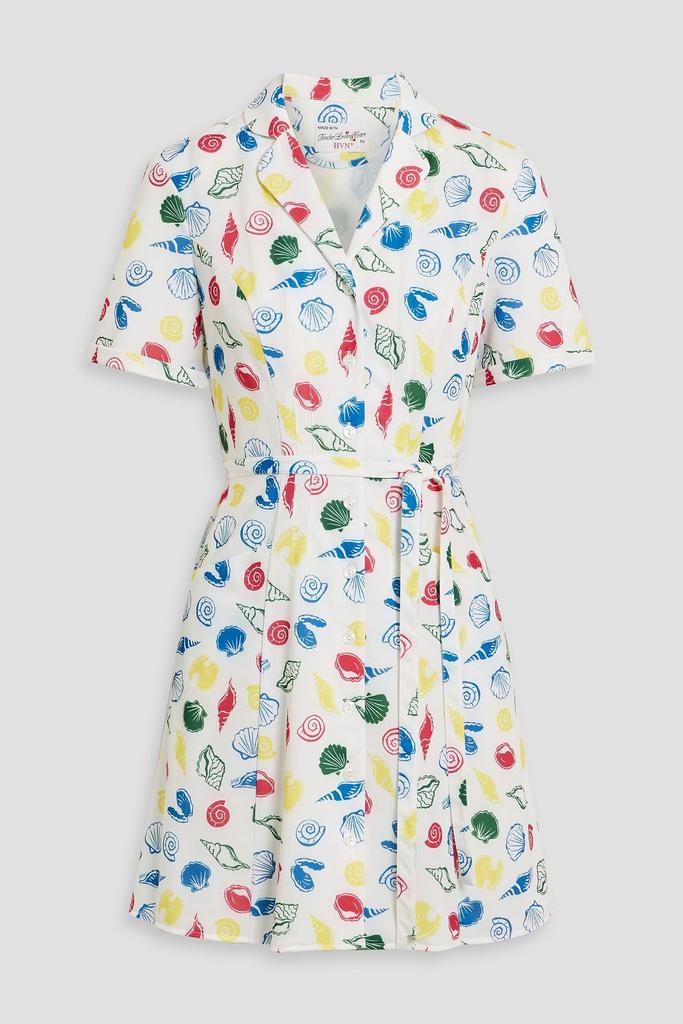 HVN Maria printed stretch-jersey mini shirt dress