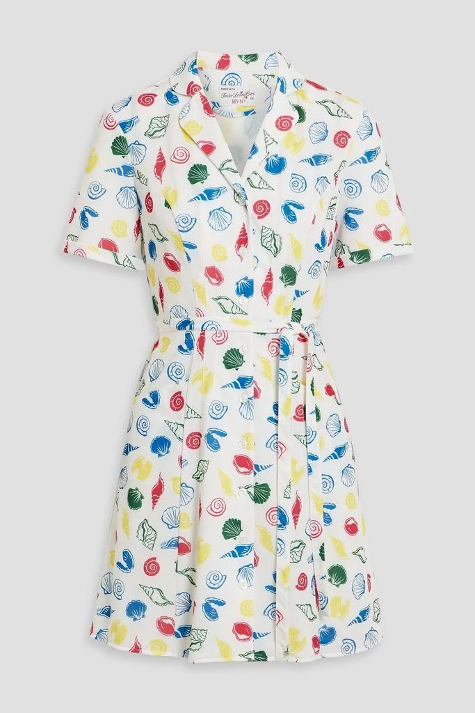 HVN Maria printed stretch-jersey mini shirt dress 1
