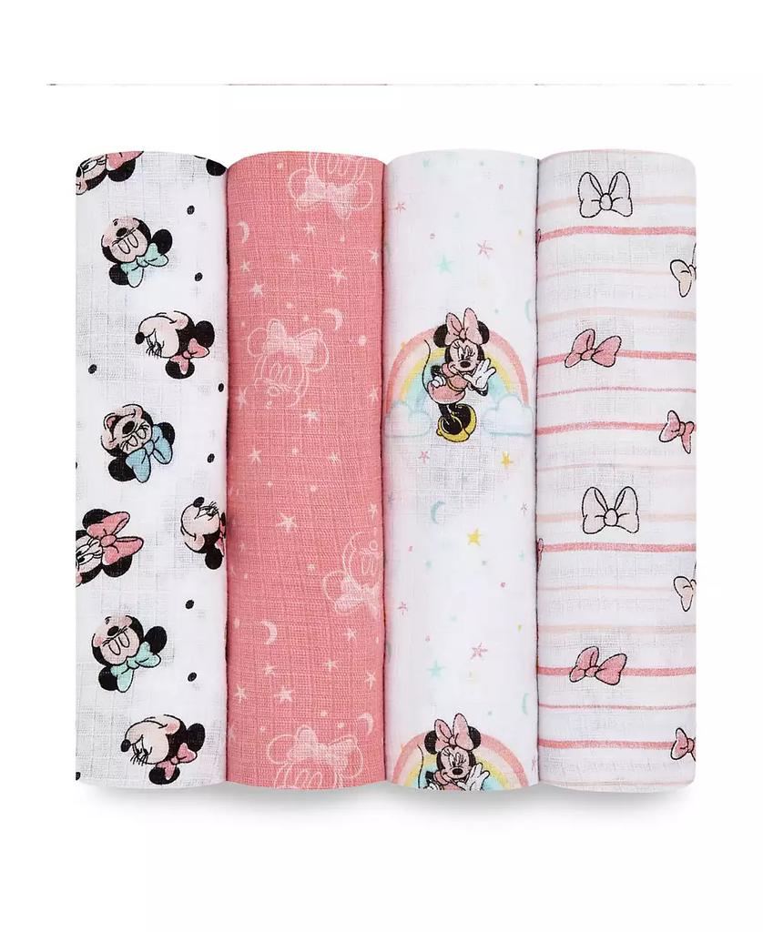 aden + anais Baby Girls Minnie Swaddle Blankets, Pack of 4