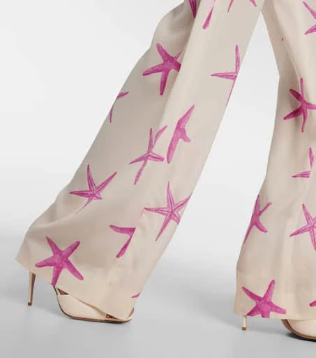 Valentino Printed high-rise silk wide-leg pants 5