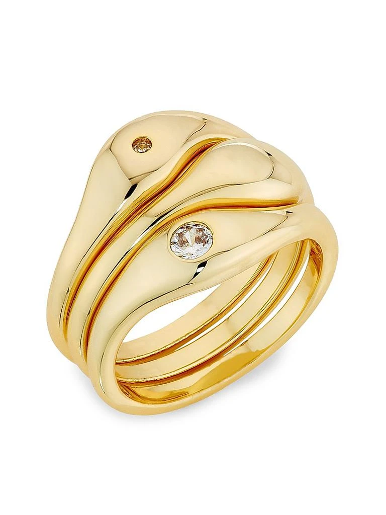 Shashi Delphine 14K-Gold-Plated &amp; Cubic Zirconia Triple-Ring Set 1