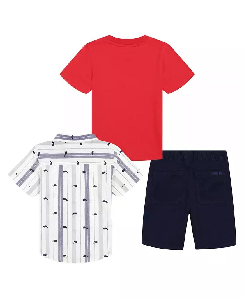 Nautica Baby Boys Short Sleeve T-shirt, Print-Stripe Shirt and Twill Shorts, 3-Pc Set 2
