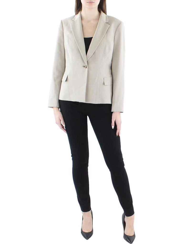 Le Suit Petites Womens Knit Long Sleeves One-Button Blazer 1