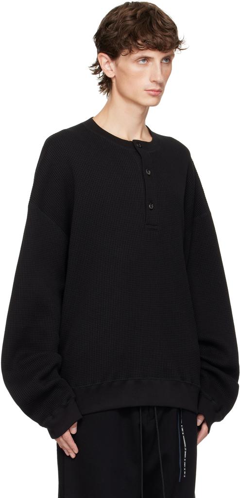 mastermind JAPAN Black Embroidered Logo Henley