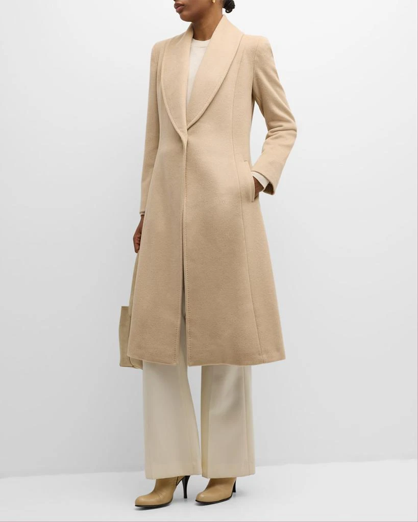 Sofia Cashmere Shawl-Collar Camel Hair Princess Coat 2