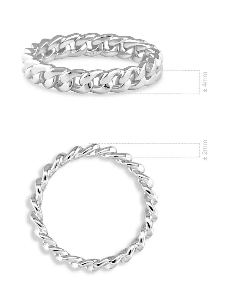 DEVATA Cuban Link Ring in Rhodium Plated Sterling Silver, Size 5