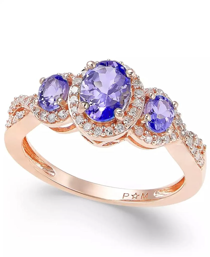 Macy's Sapphire (1-1/3 ct. t.w.) & Diamond (1/4 ct. t.w.) 3-Stone Ring in 14k Gold (Also in Ruby, Emerald & Tanzanite) 1