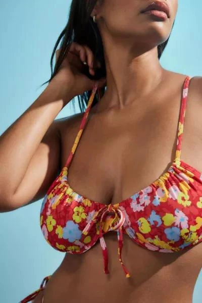 Out From Under Out From Under Red Floral Underwire Bikini Top 1