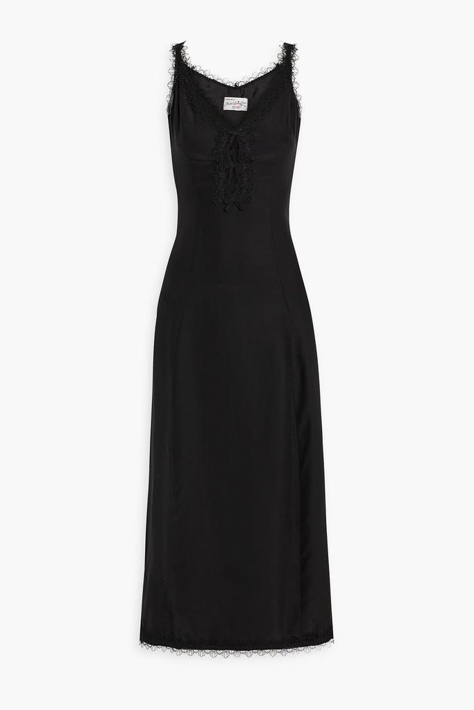 HVN Ari lace-trimmed silk-crepe midi dress