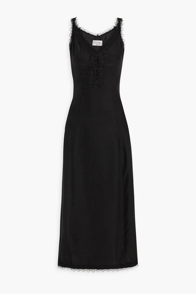 HVN Ari lace-trimmed silk-crepe midi dress 1