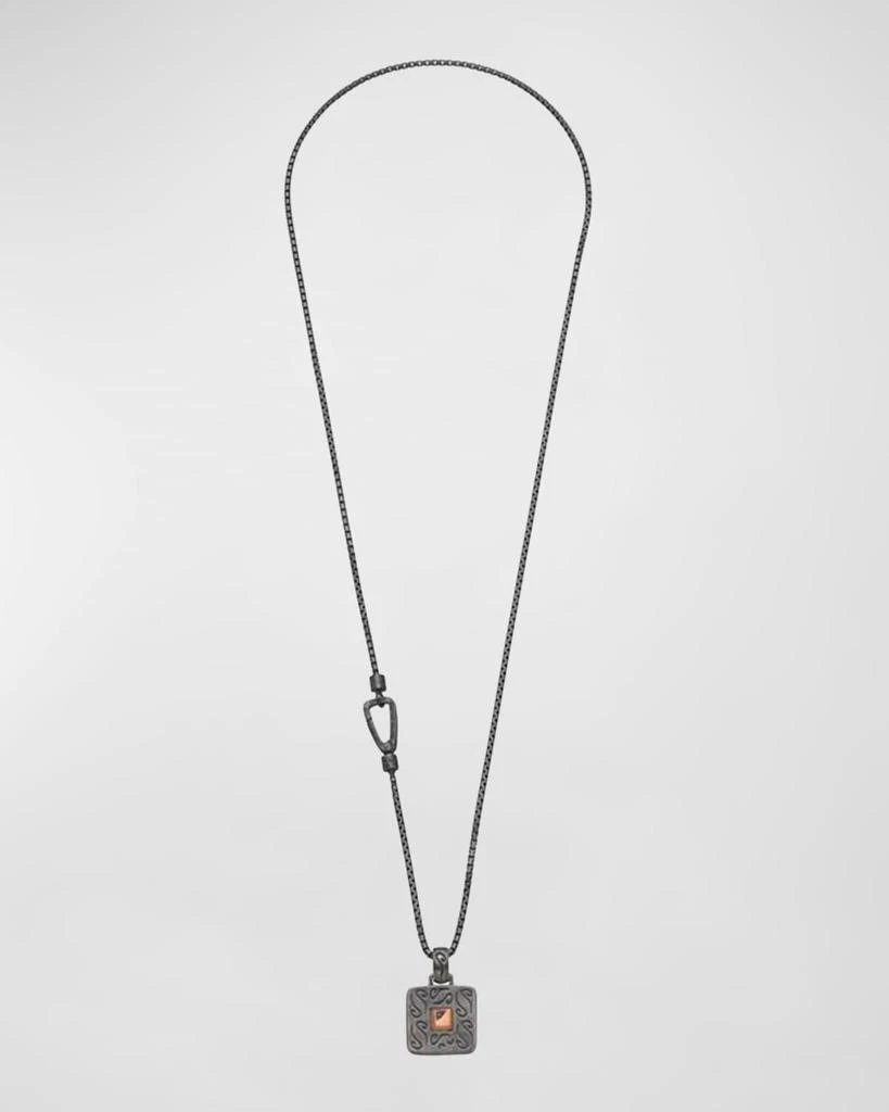 Marco Dal Maso Men's Oxidized Silver and 18K Rose Gold Pendant Necklace with Blue Sapphire 1