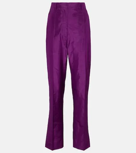 Prada High-rise straight silk taffeta pants 1