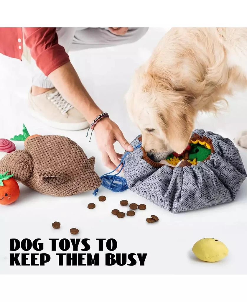 Nocciola 7-in-1  Turkey Dog Toy,Big Turkey Puzzle Toy with 6 Squeaky Veggie Plush Toy, Interactive Enrichment Dog Toys for All Breeds 7