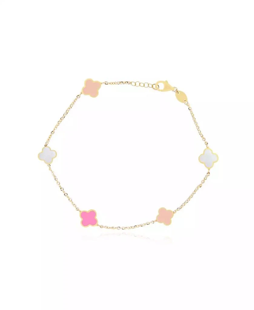 The Lovery Mini Pink Mixed Clover Bracelet 14K Gold
