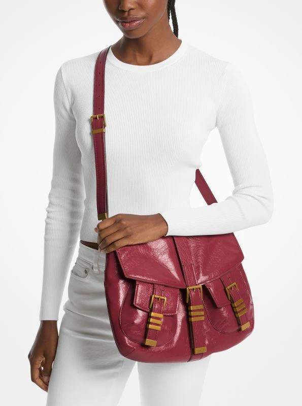 Michael Kors Darrington Large Crackled Leather Shoulder Bag 4