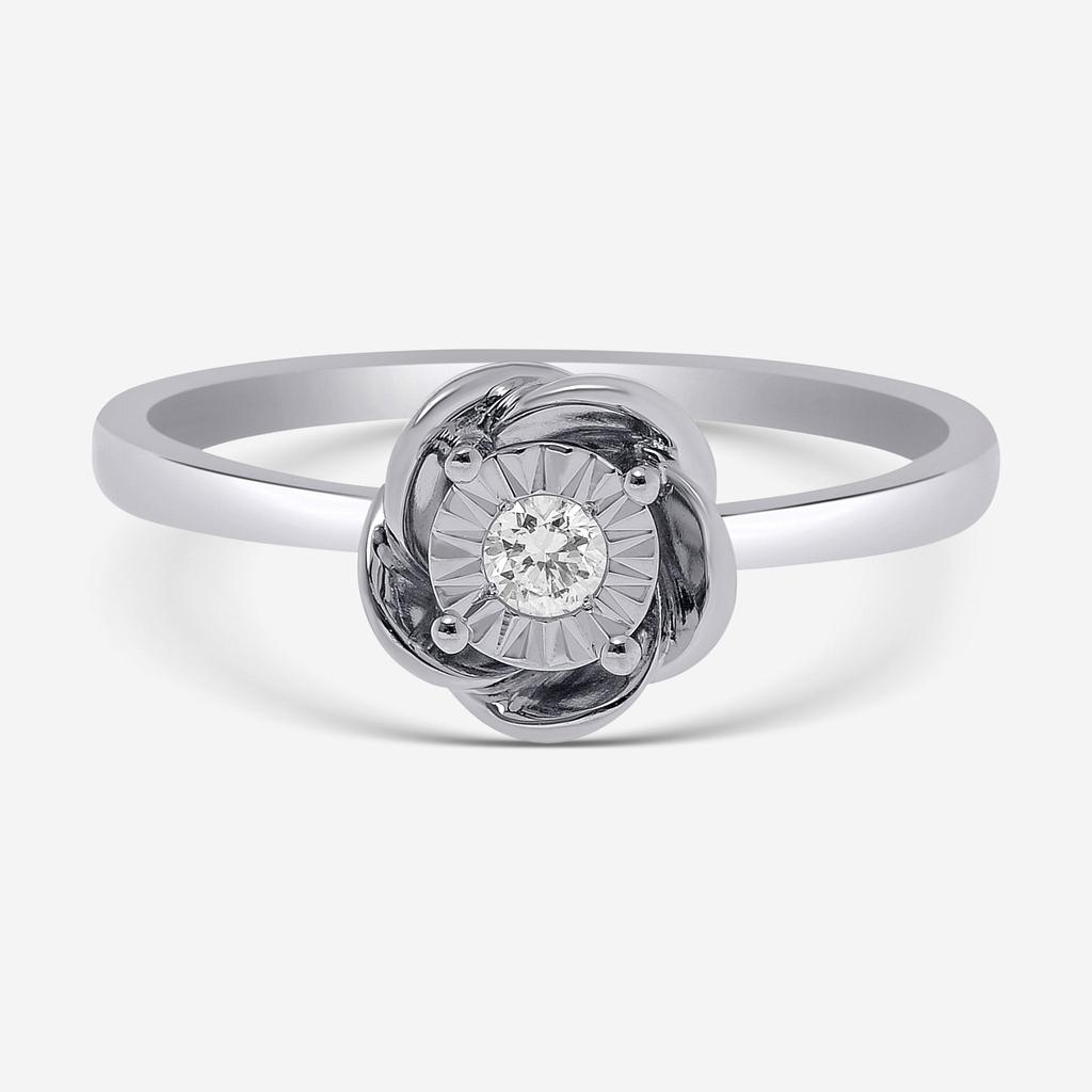 Bliss Bliss By Damiani 18K White Gold, Diamond Fower Band Ring Sz 6.25 20088258