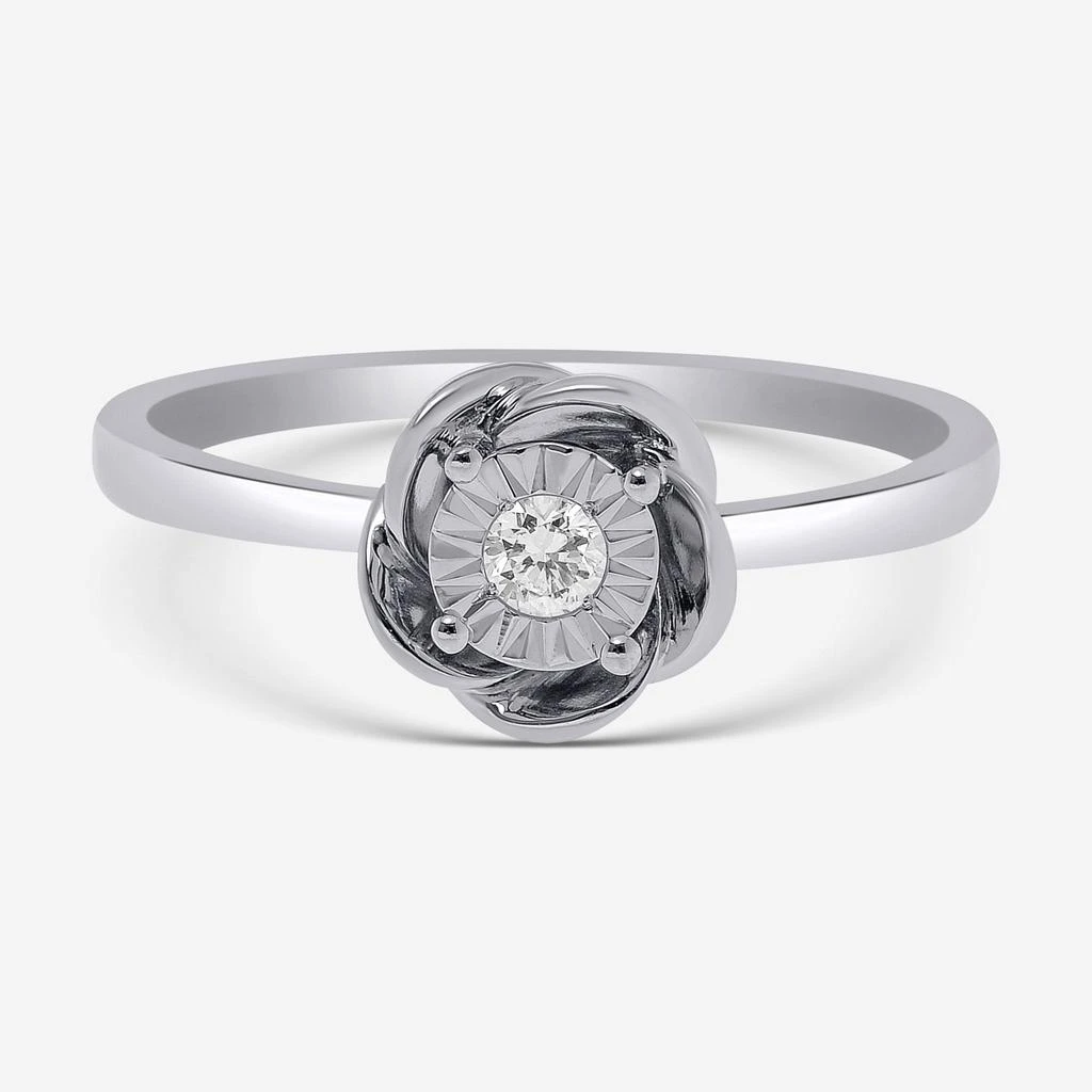 Bliss Bliss By Damiani 18K White Gold, Diamond Fower Band Ring Sz 6.25 20088258 1