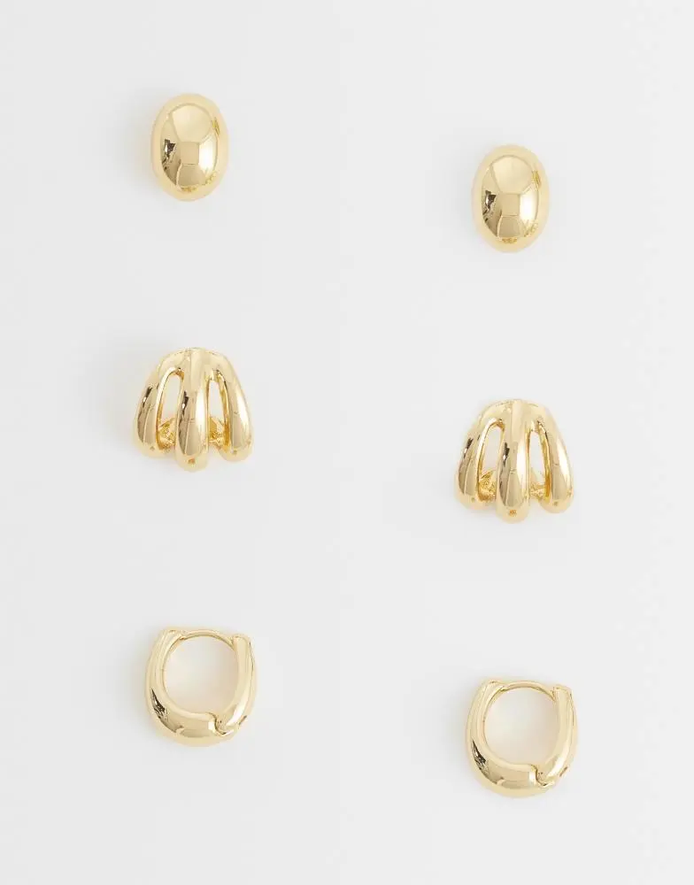Mango Mango 3 pack stud earrings in gold