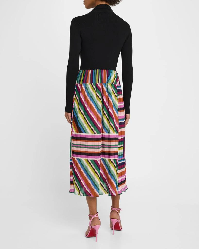 Tahari The Mave Pleated Mixed Media Midi Dress 3