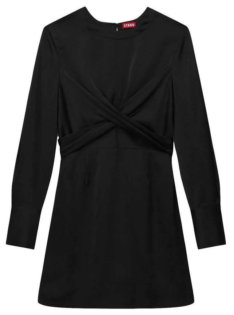 Staud Staud Women's Solid Black Satin Long Sleeve Crosshill Mini Dress 1