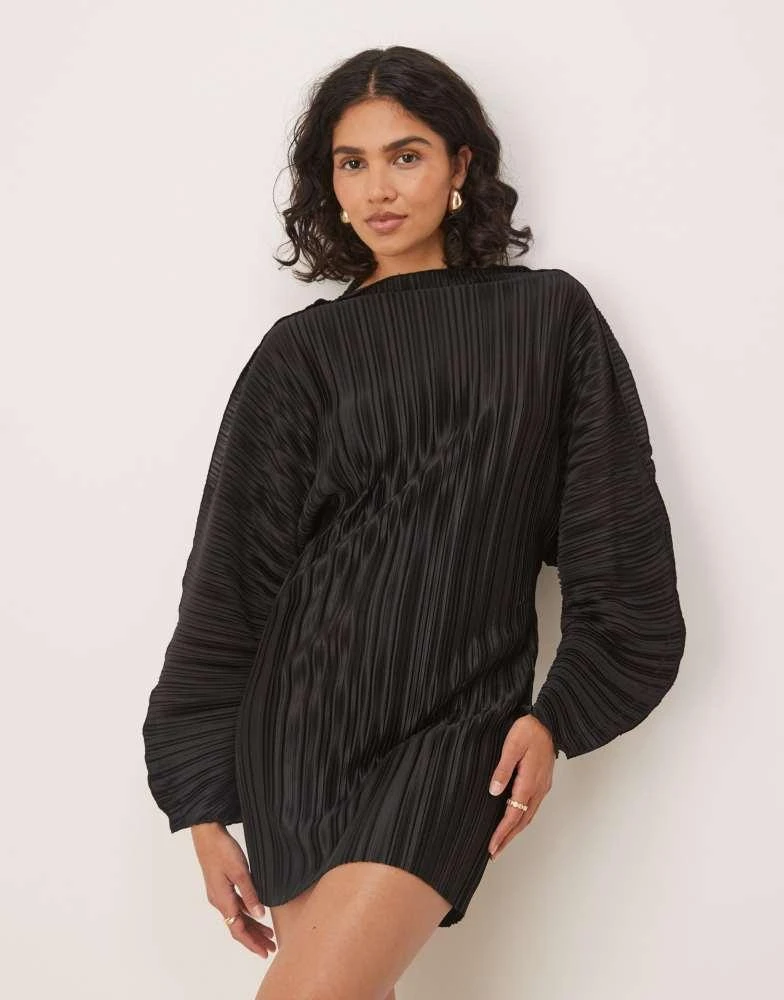 Shop ASOS DESIGN plisse long cocoon sleeve mini dress with waist seam in  black on Sale at BeyondStyle  Get 57% Off ASOS DESIGN plisse long cocoon  sleeve mini dress with waist