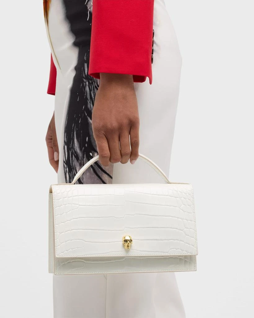 Alexander McQueen Medium Skull Croc-Embossed Top-Handle Bag 5