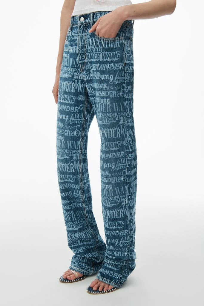 Alexander Wang Ez Mid Rise Straight Leg Jeans with Newsprint Logo 3