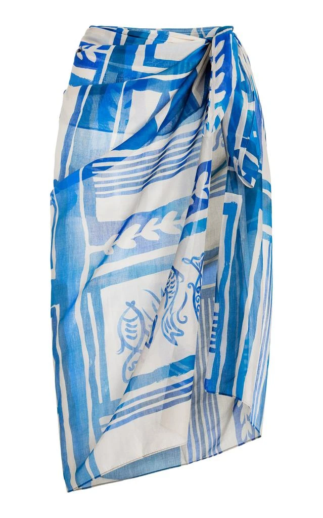 Soleil Soleil Soleil Soleil - Printed Organic-Cotton Square Pareo - Blue - OS - Moda Operandi 1