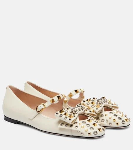 Valentino Bowow studded leather Mary Jane flats 1
