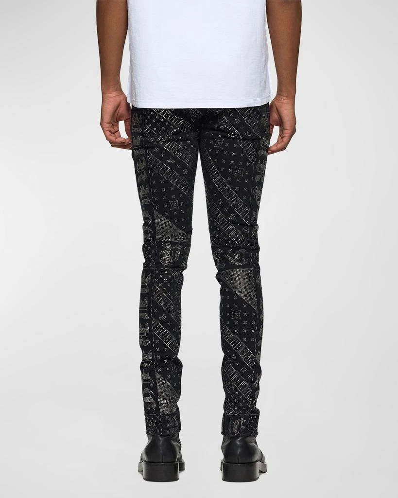 PURPLE Men's Gothic Flag Hotfix Skinny Jeans 2