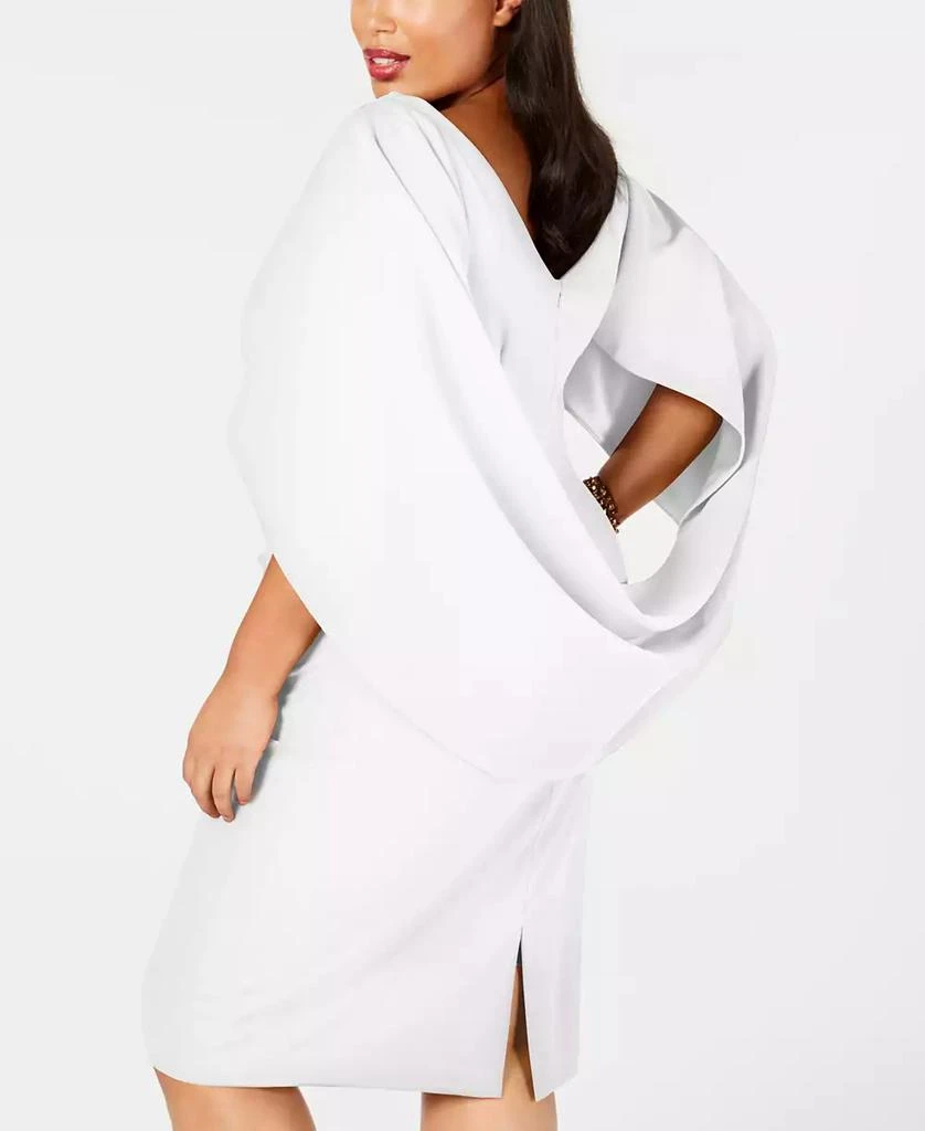 Betsy & Adam Plus Size Ruched Cape Dress 3