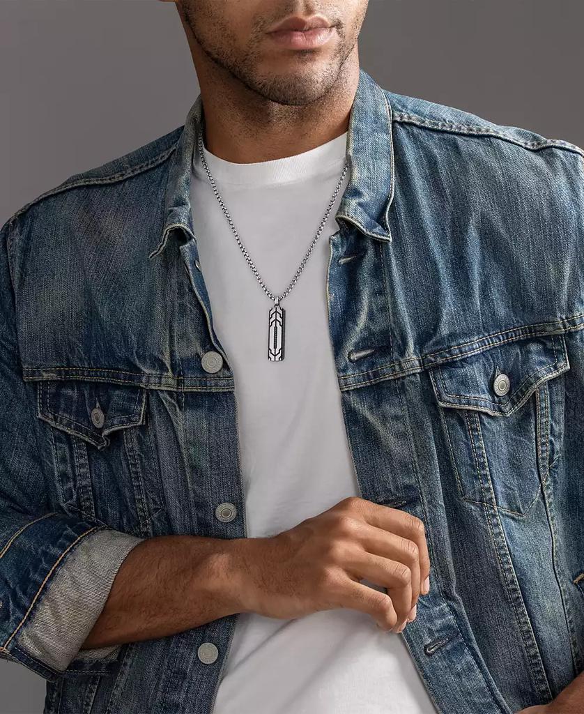 Esquire Men's Jewelry Black Diamond Dog Tag 22" Pendant Necklace in Stainless Steel & Black Ion-Plate, Created for Macy's