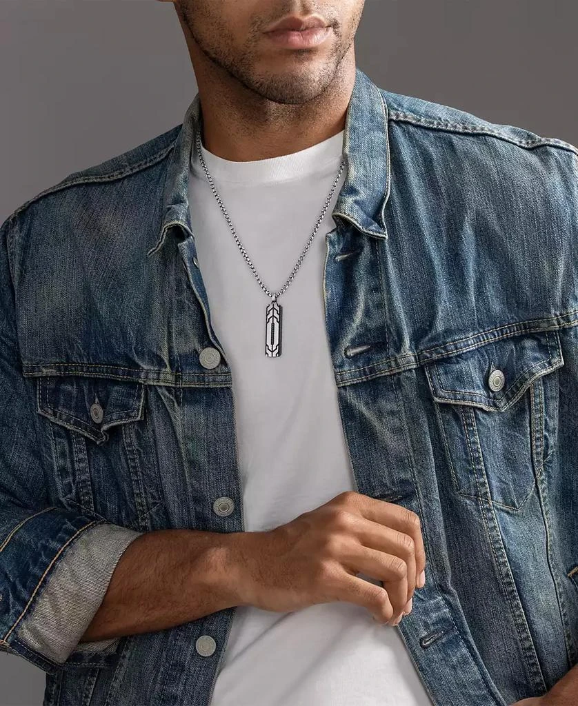 Esquire Men's Jewelry Black Diamond Dog Tag 22" Pendant Necklace in Stainless Steel & Black Ion-Plate, Created for Macy's 2