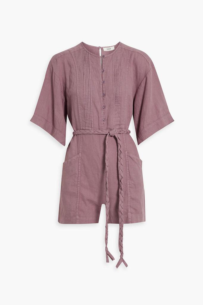 Joie Colin pintucked linen playsuit