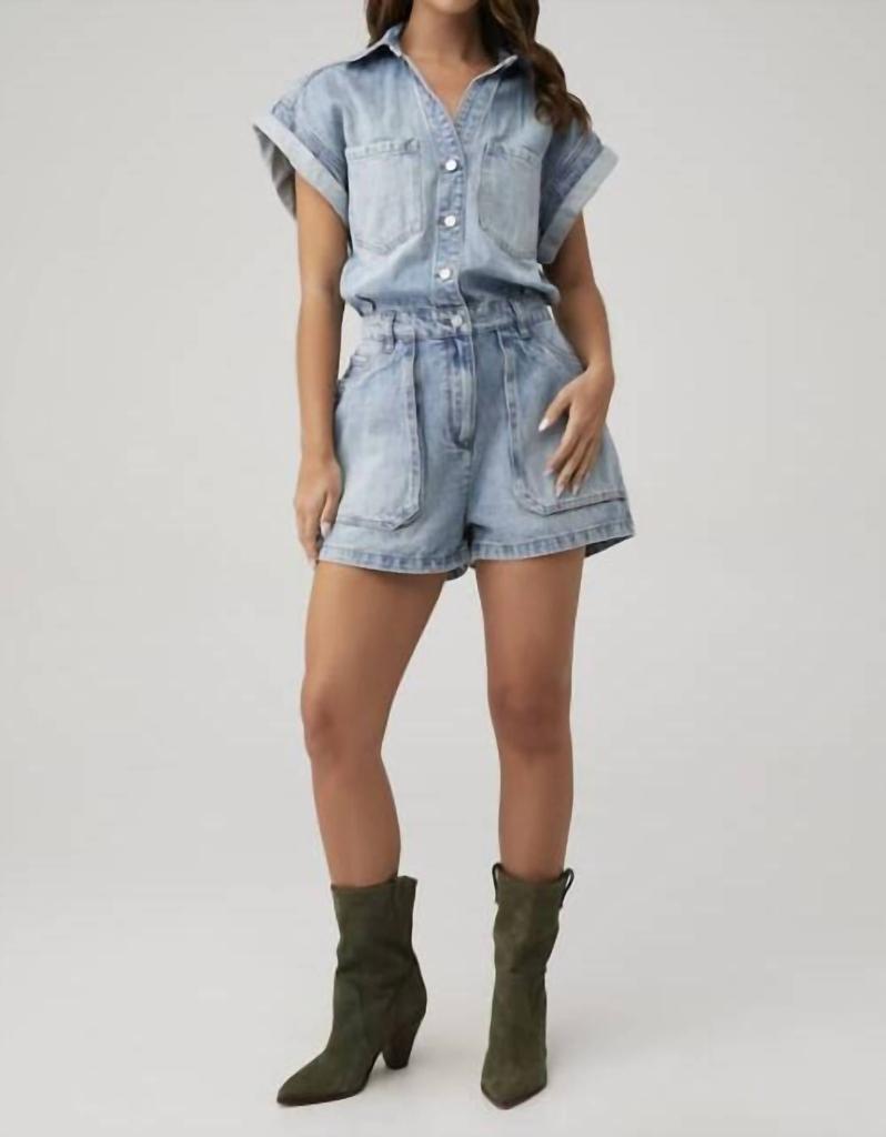Blank NYC Big Shot Romper In Blue