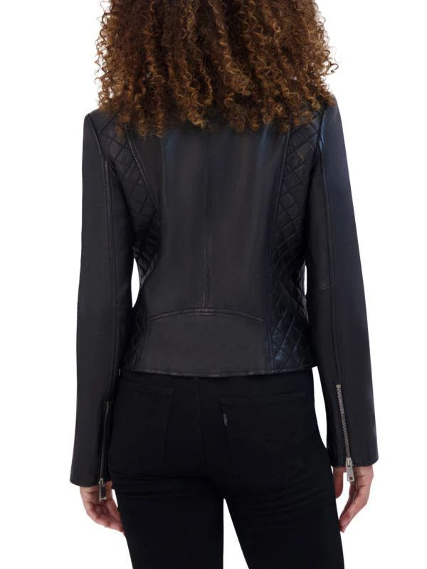 Andrew Marc Marlette Quilted Lamb Leather Moto Jacket 2