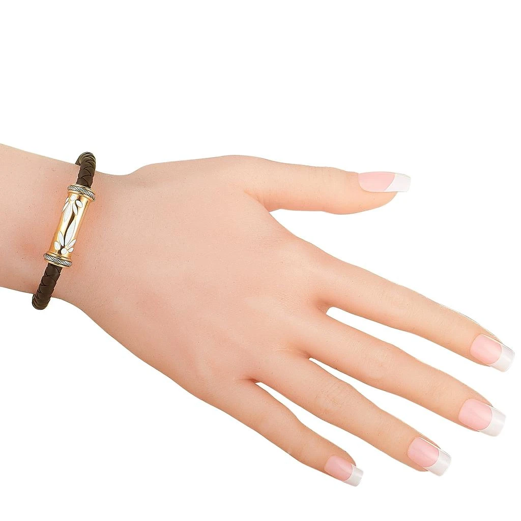 Charriol Stainless Steel Rose PVD Brown Rubber Bangle Bracelet Size Small 2