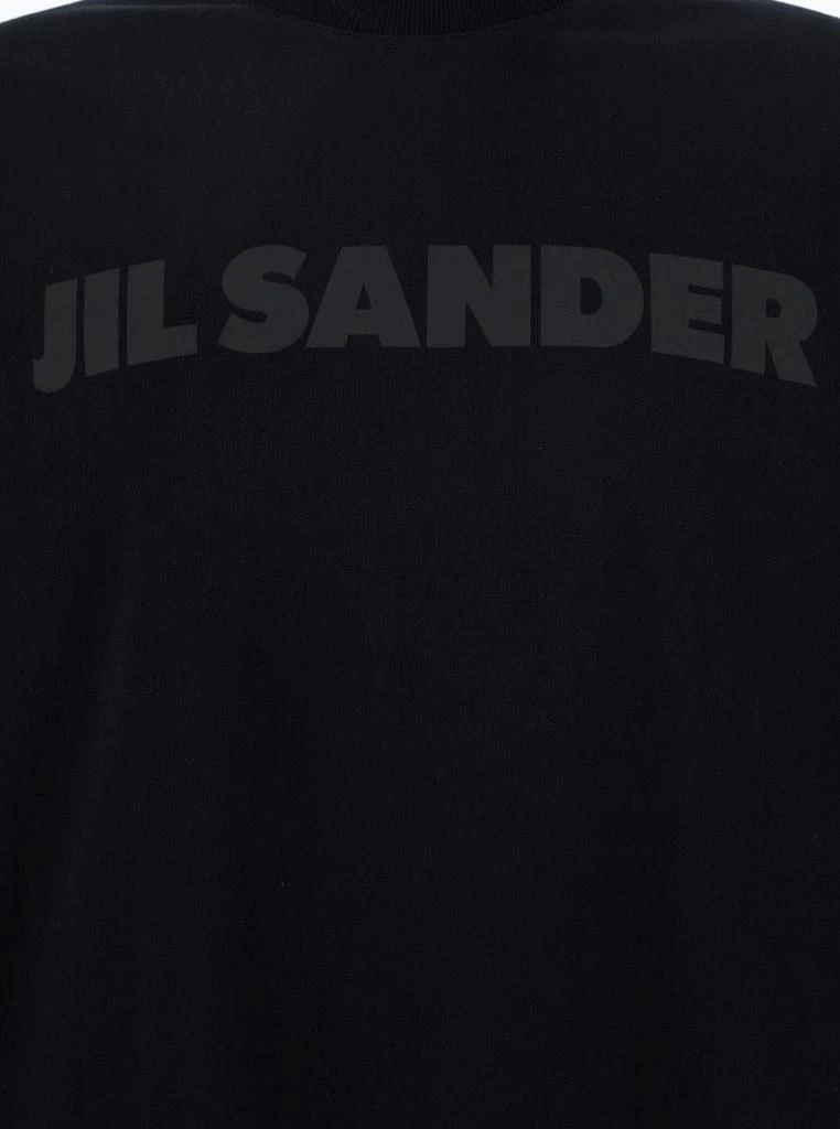 Jil Sander Black Long Sleeve T-Shirt With Front Logo Print In Cotton Man 3