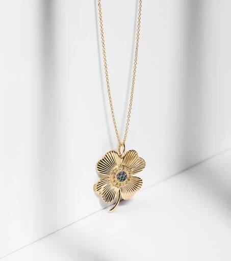Ileana Makri Lucky Clover 18kt gold pendant necklace with gemstones 5