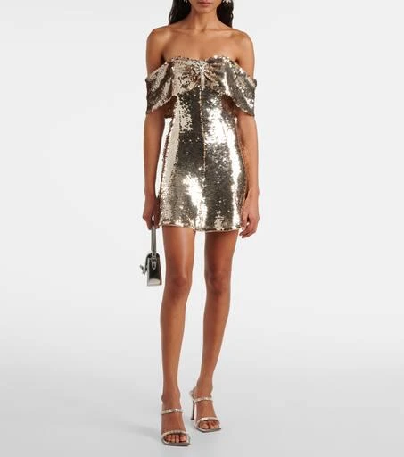 Self Portrait Off-shoulder sequined minidress 2