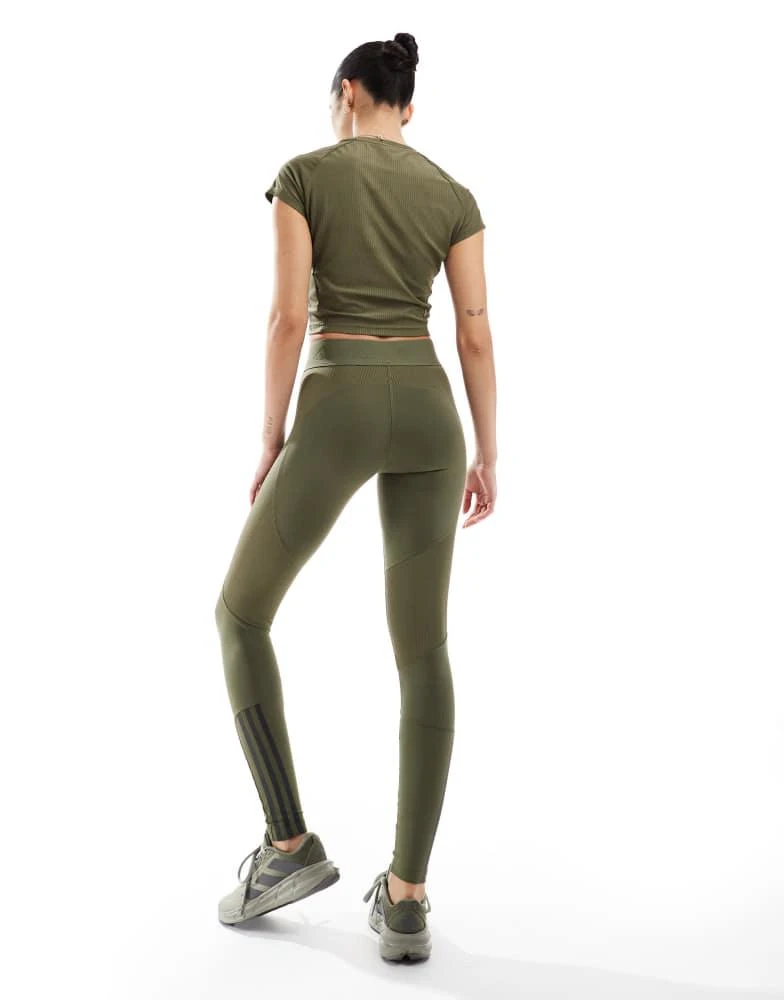 Adidas adidas Training Hyperglam full length leggings in olive green 4