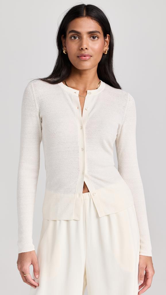 James Perse Stretch Linen Ribbed Cardigan