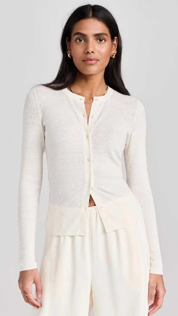 James Perse Stretch Linen Ribbed Cardigan 1