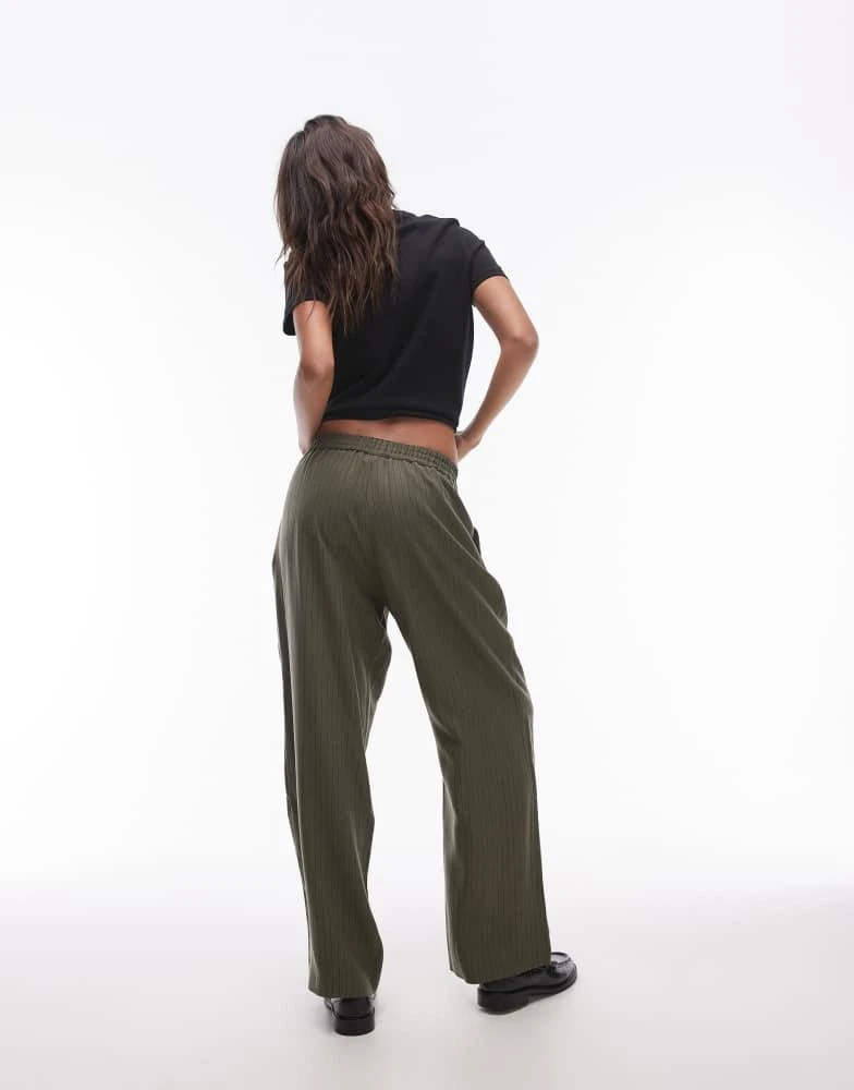 Topshop Topshop pinstripe jogger in khaki 3