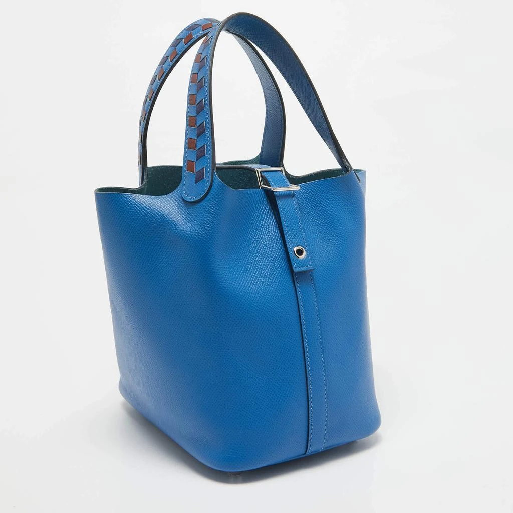 Hermes Hermes Bleu Zellige/Bleu Encre/Rouge Epsom Leather Picotin Lock Tressage 18 Bag 3